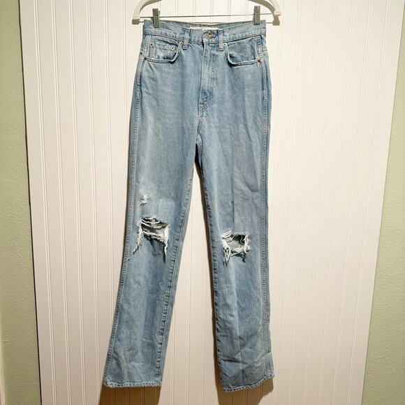 Grlfrnd Sara Super High Rise Slim Straight Jeans Size 27 - Picture 2 of 9